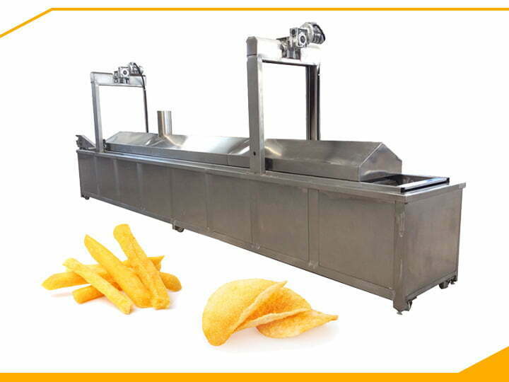 Continuous fries frying machine