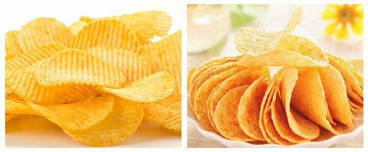 Image of Potato slices are being cut using chips slicer to prepare potato  chips-KM389851-Picxy