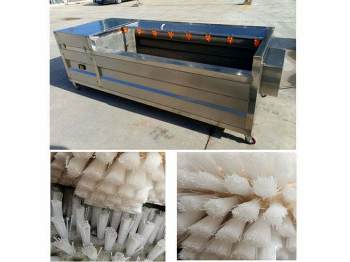 Commercial potato peeling machine and brushes