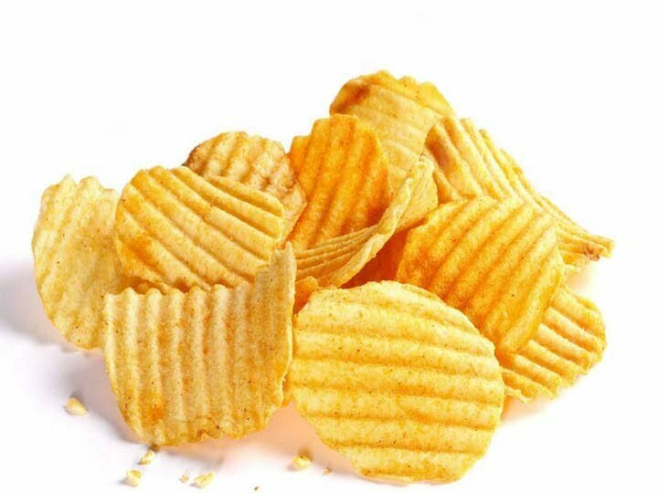 Wavy crinkle cut potato chips