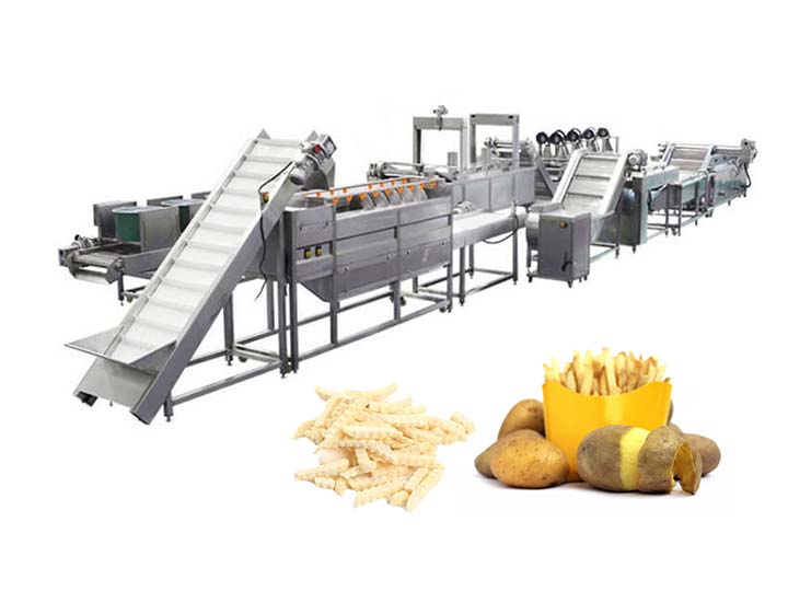 continuous frozen french fries processing line